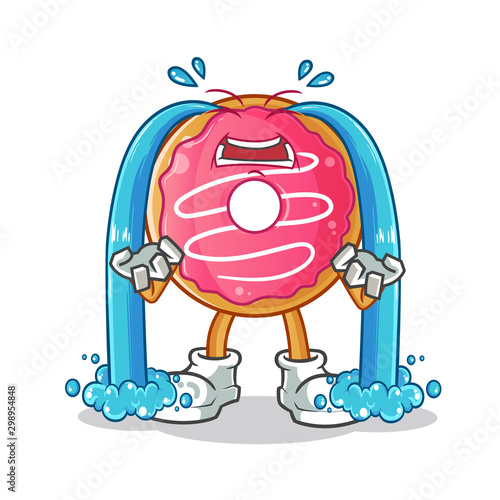 donut cry cartoon vector mascot illustration