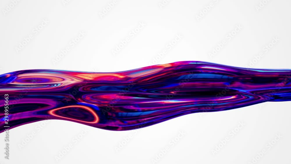 3d holographic liquid texture animation. Close up render neon color ...