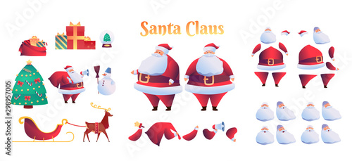 Vector cartoon santa claus animation christmas set