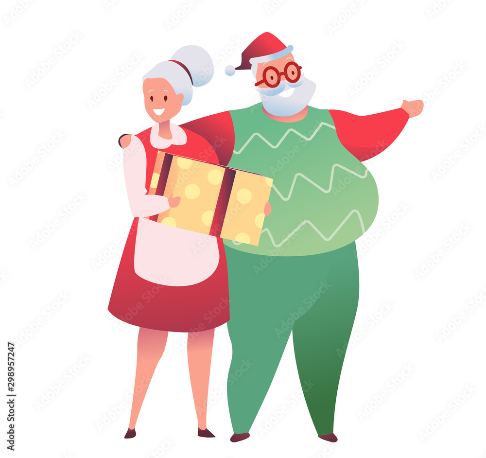 Vector cartoon senior couple for christmas design Vector cartoon senior couple for christmas design
