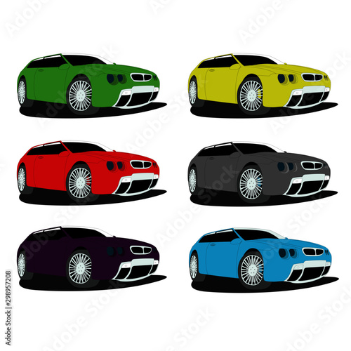 Hatchback different color set vector