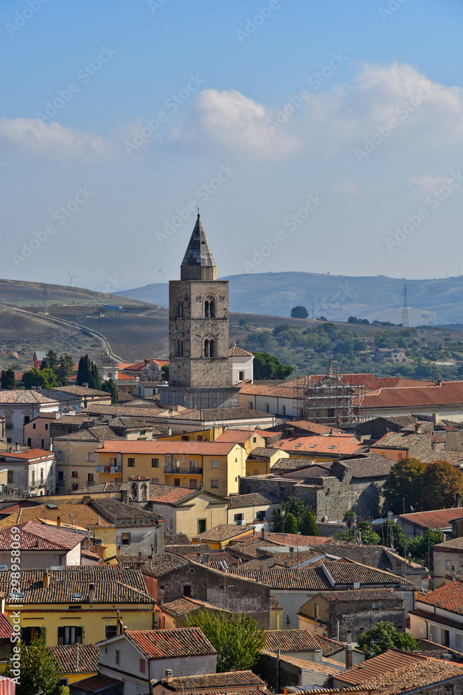 Panoramic view of Melfi, an old town in the Basilicata region, in Italy.