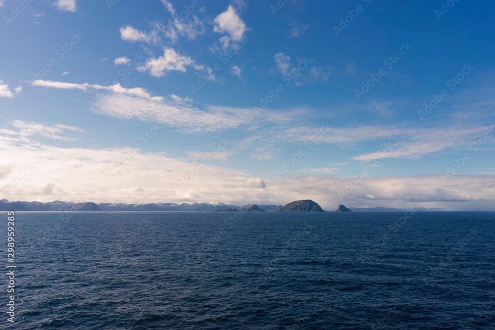 Landscape view of mountain and sea at Magerøya island.