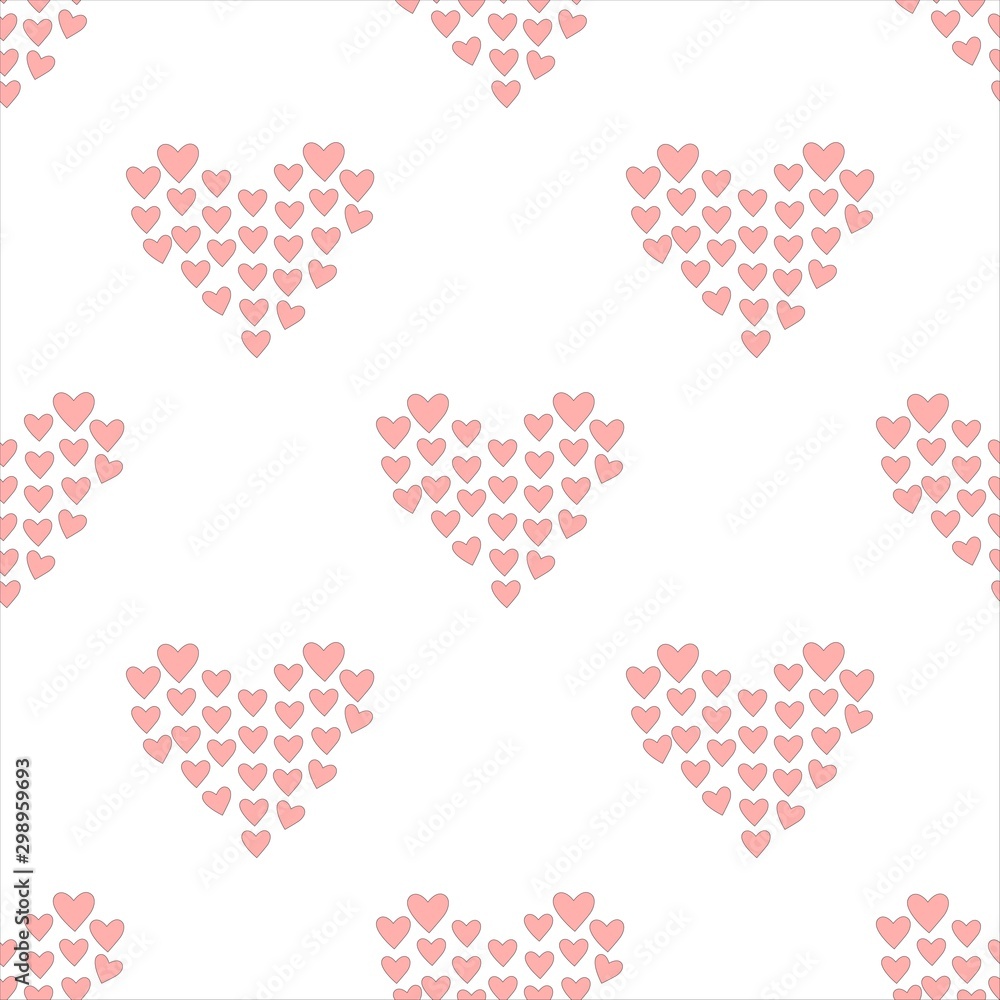 Seamless Mosaic Heart Pattern. Hand Drawn Design. Great for wall art design, gift paper, wrapping, fabric, textile, etc.