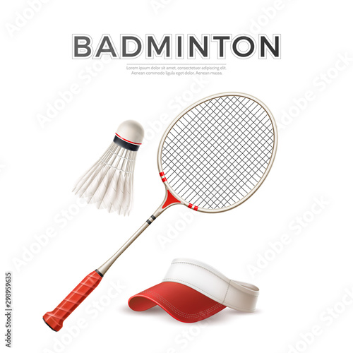 Vector 3d badminton shuttlecock white mock up
