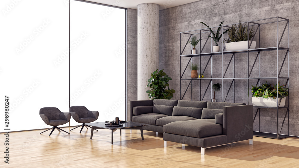 Fototapeta premium large luxury modern bright interiors room illustration 3D rendering