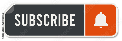 Subscribe Button with Red Bell Icon, Vector Image	