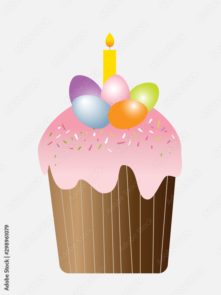 easter cupcake with eggs and candle. illustration for greeting card. Recipe picture and packaging desing. Digital drawn. easter cupcake with eggs and candle. illustration for greeting card. Recipe picture and packaging desing. Digital drawn.