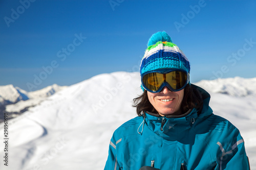 Portrait of smiling skier in Alps
