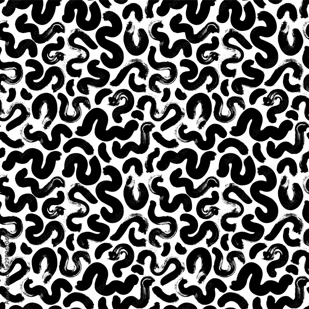 Black and white organic line brush strokes. Paint smears vector seamless pattern. Stylish structure of natural cells. Black and white organic line brush strokes. Paint smears vector seamless pattern. Stylish structure of natural cells.