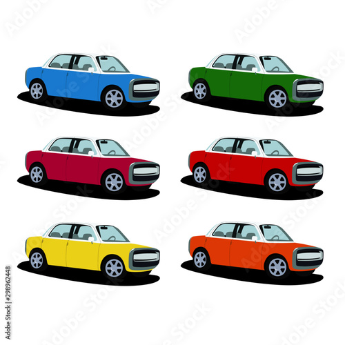 sedan different color set vector