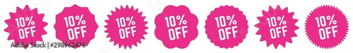 10 Percent OFF Discount Tag Pink | Special Offer Icon | Sale Sticker | Deal Label | Variations