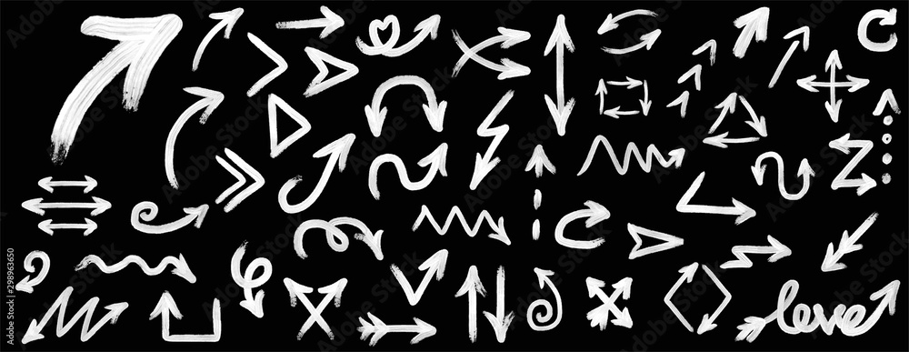 Arrow hand drawn vector. Arrow art brush vector.Arrow white abstract vector Arrow hand drawn vector. Arrow art brush vector.Arrow white abstract vector