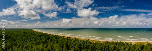 Beautiful landscape. View of coastline. Drone shot of Baltic sea.