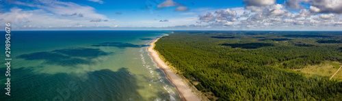 Beautiful landscape. View of coastline. Drone shot of Baltic sea.