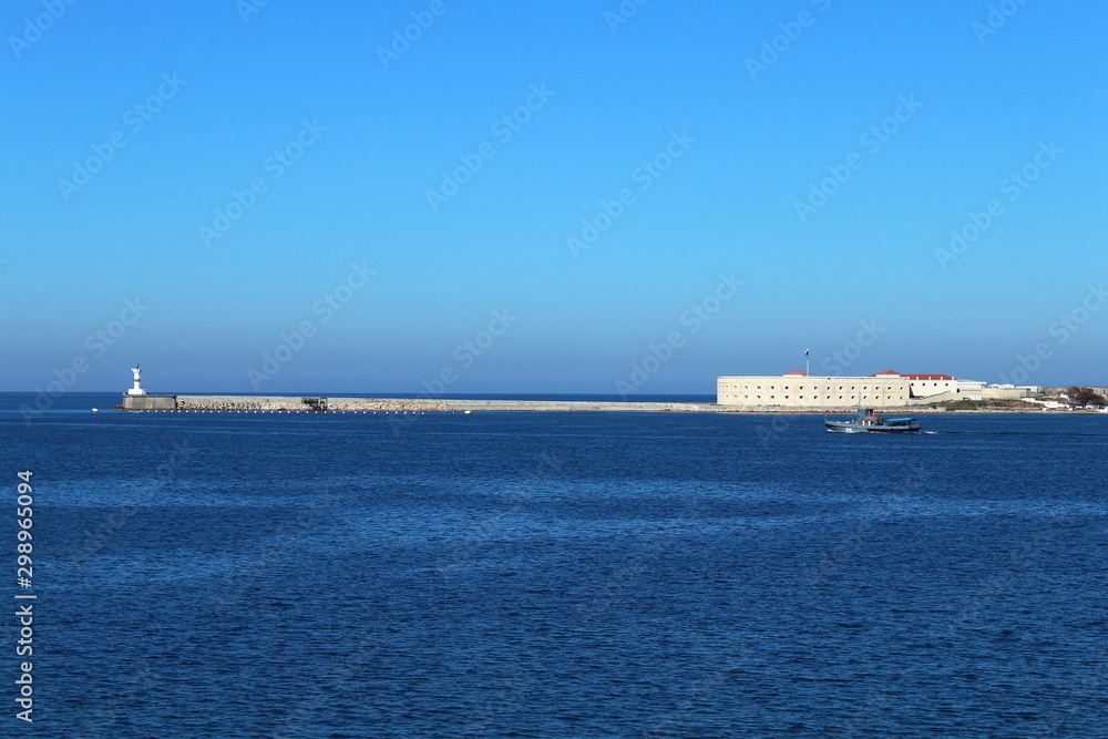 Sevastopol Crimea view of the strengthening of the artillery bay October 2019