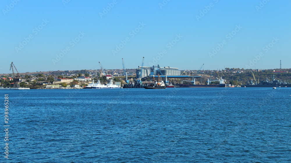 Sevastopol Crimea view of the ships of the artillery bay October 2019