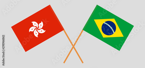 Canvas Print Hong Kong and Brazil. Hongkong and Brazilian flags