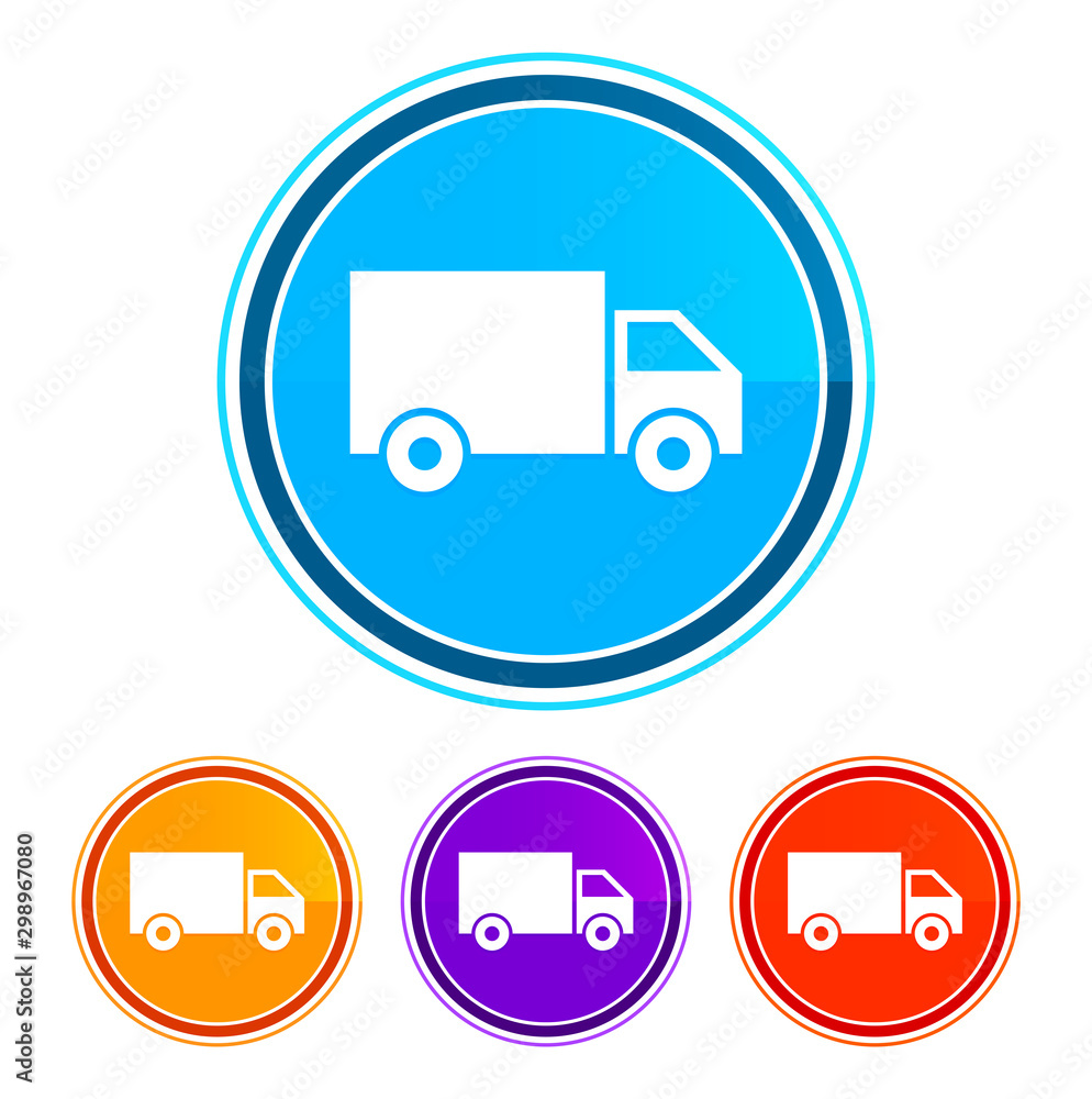 Delivery truck icon flat design round buttons set illustration design Delivery truck icon flat design round buttons set illustration design