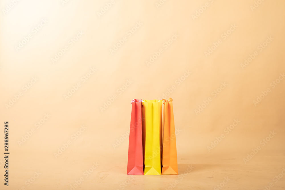 Shopping bags are on the floor. shopping Shopping bags are on the floor. shopping