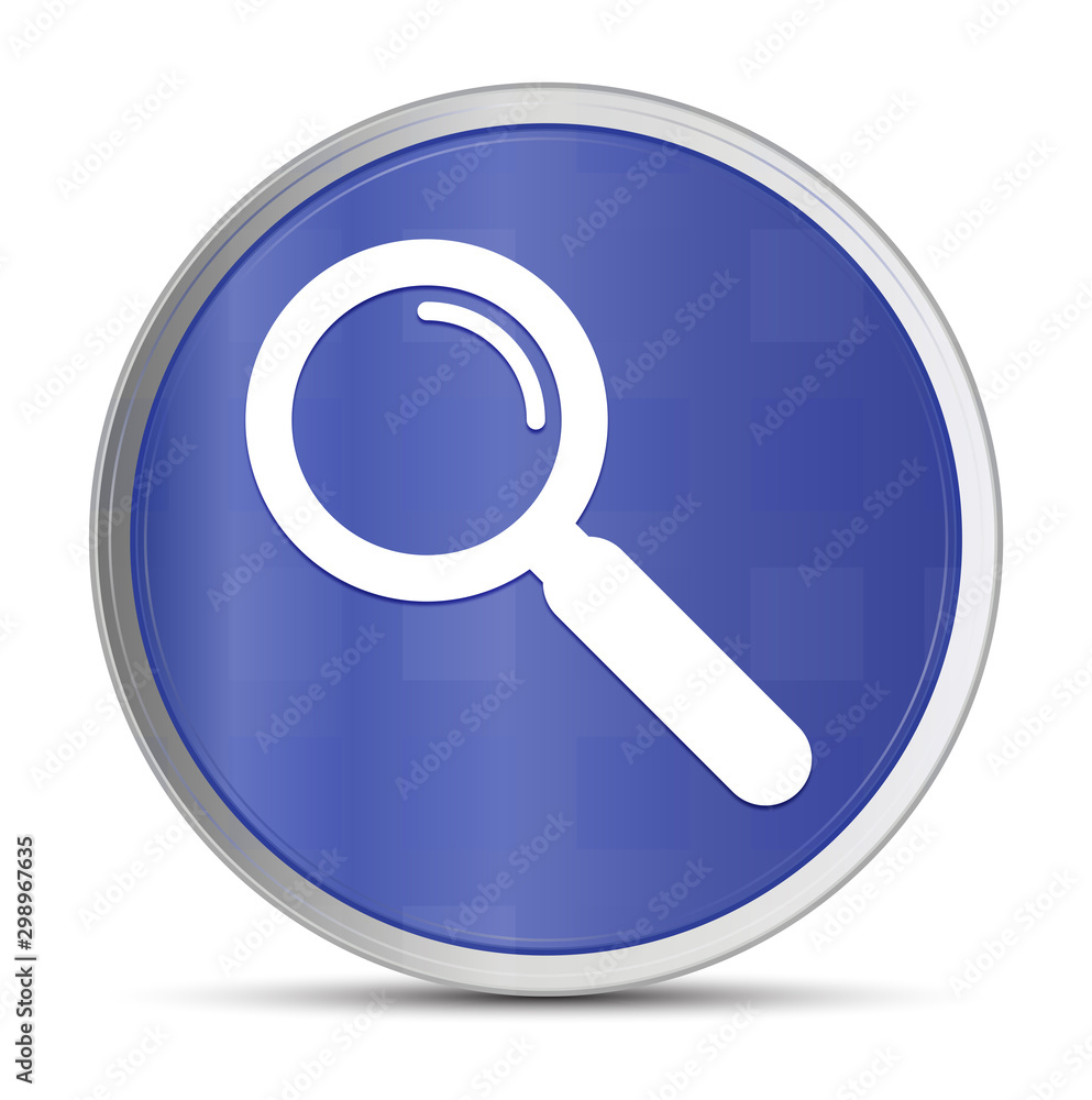 Magnifying glass icon prime blue round button vector illustration design silver frame push button