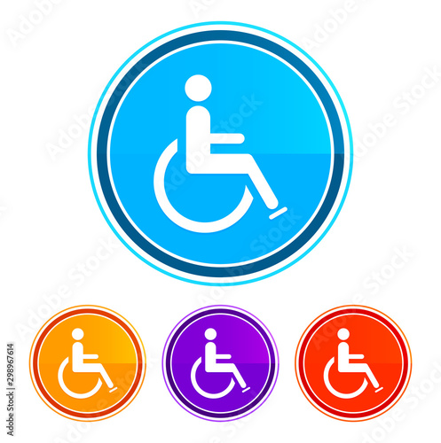 Wheelchair handicap icon flat design round buttons set illustration design