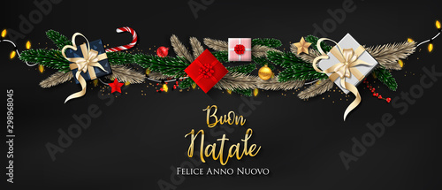 Italian Christmas (Buon Natale) and Happy New Year 2020 greeting card