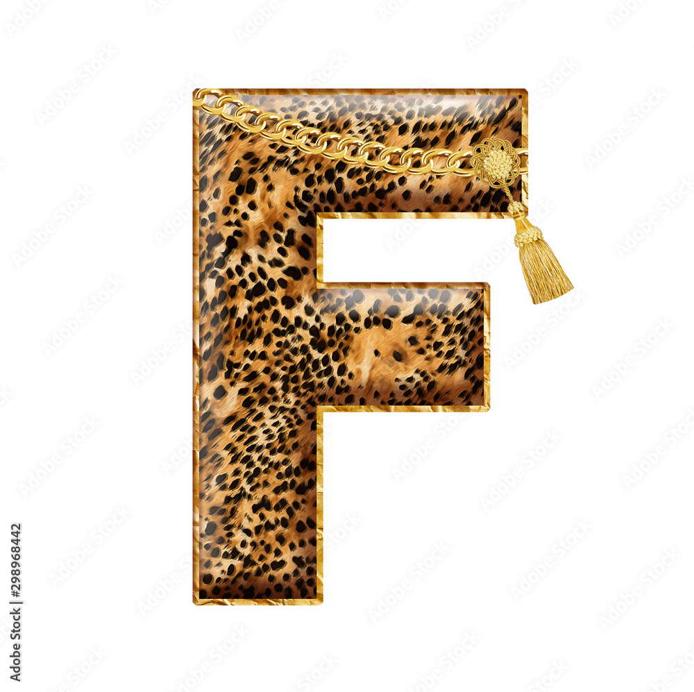 isolated 3d leopard skin number and letter on white background isolated 3d leopard skin number and letter on white background