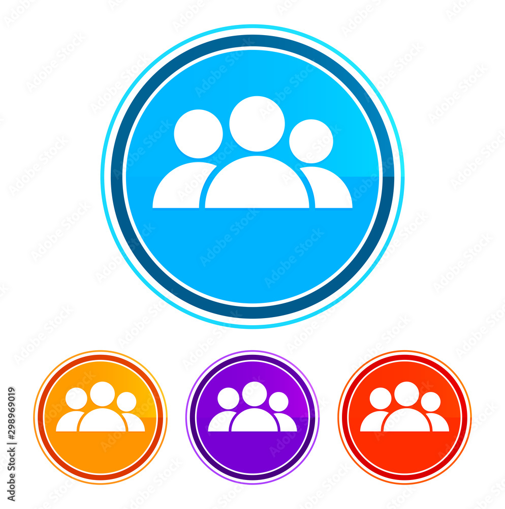 Group icon flat design round buttons set illustration design Group icon flat design round buttons set illustration design