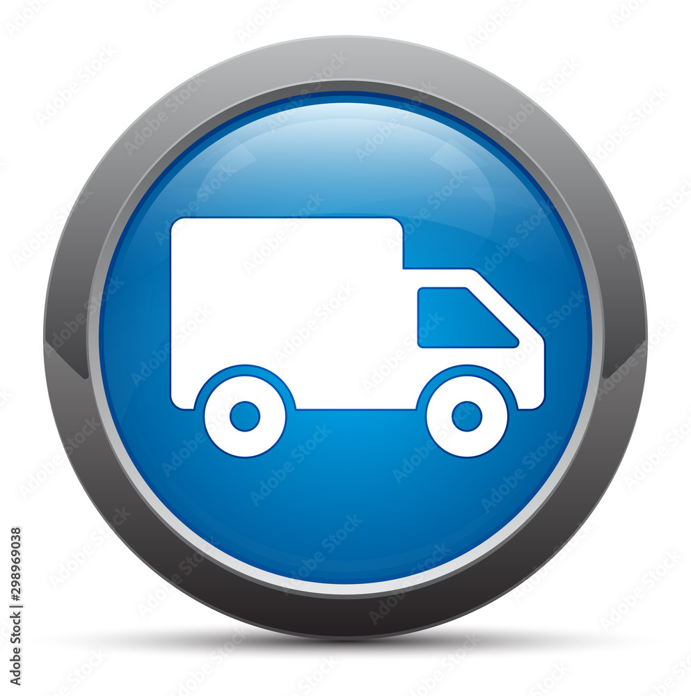 Delivery truck icon premium blue round button vector illustration Delivery truck icon premium blue round button vector illustration
