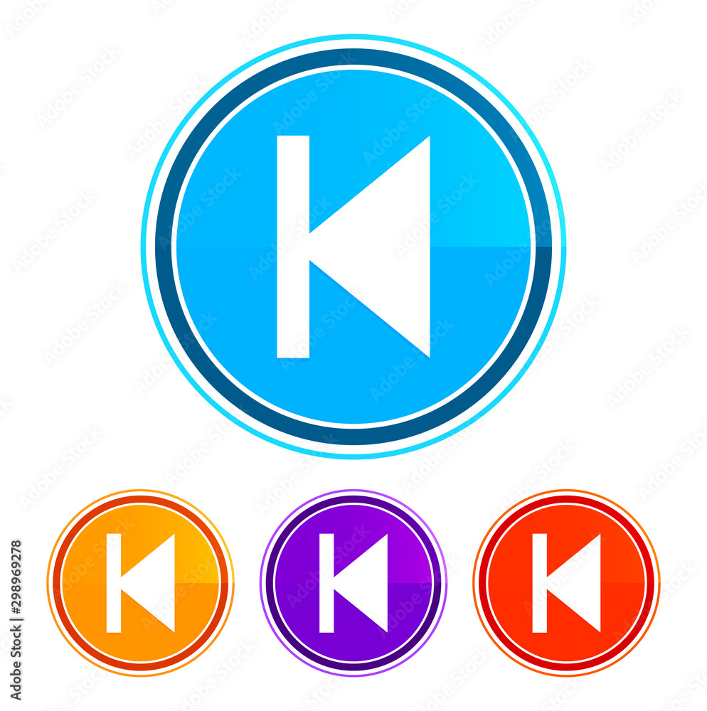 Previous track icon flat design round buttons set illustration design Previous track icon flat design round buttons set illustration design