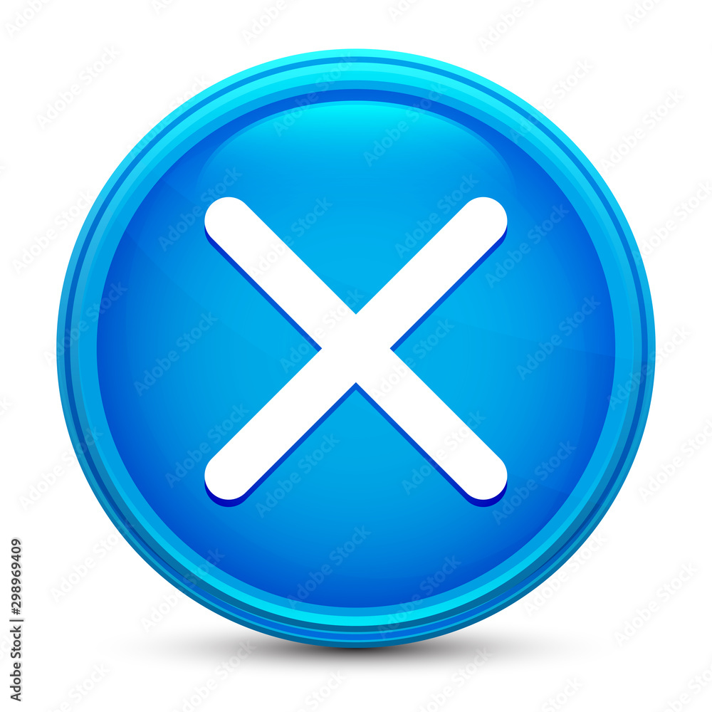 Cross icon glass shiny blue round button isolated design vector illustration Cross icon glass shiny blue round button isolated design vector illustration