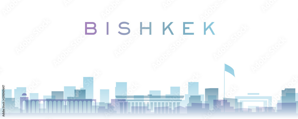 Bishkek Transparent Layers Gradient Landmarks Skyline