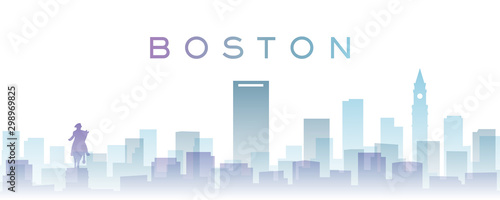 Boston Transparent Layers Gradient Landmarks Skyline