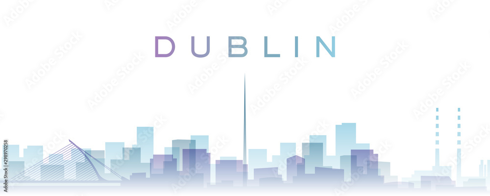 Dublin Transparent Layers Gradient Landmarks Skyline