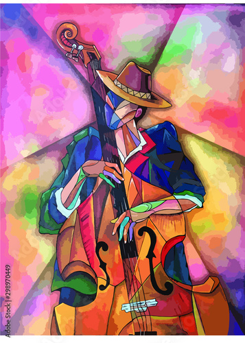 Músico tocando el contrabajo