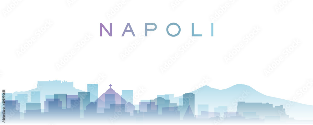 Fototapeta premium Naples Transparent Layers Gradient Landmarks Skyline