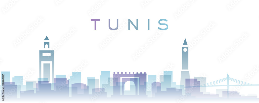 Tunis Transparent Layers Gradient Landmarks Skyline