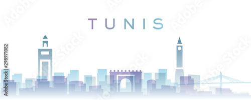 Tunis Transparent Layers Gradient Landmarks Skyline