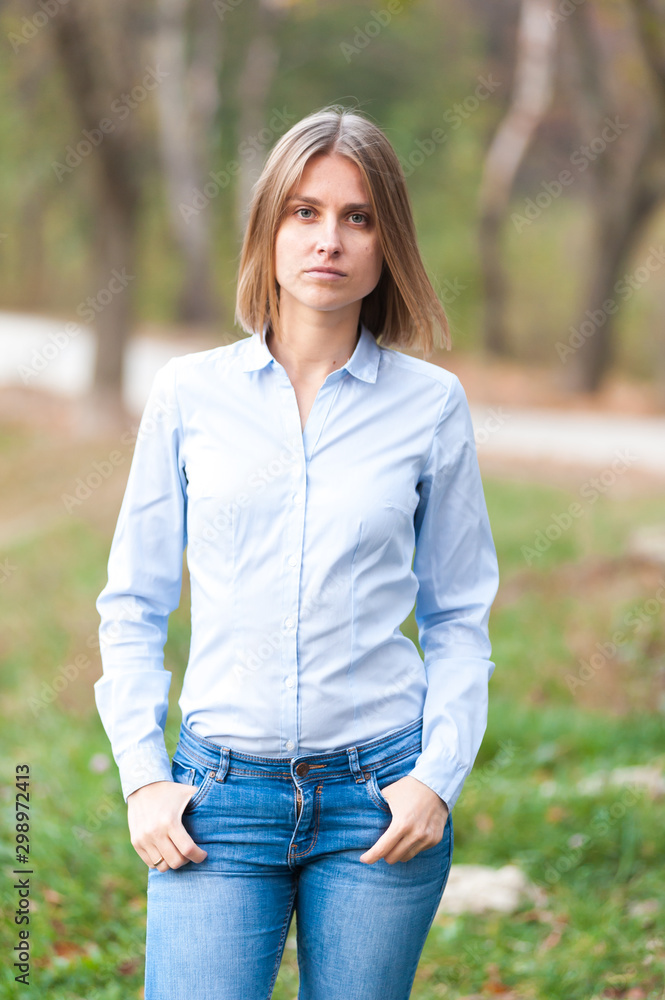 Blonde businesswoman portrait outdoor Blonde businesswoman portrait outdoor