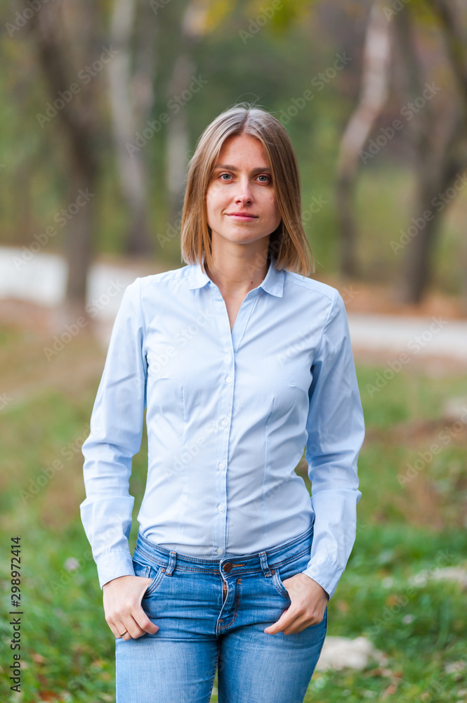 Blonde businesswoman portrait outdoor Blonde businesswoman portrait outdoor
