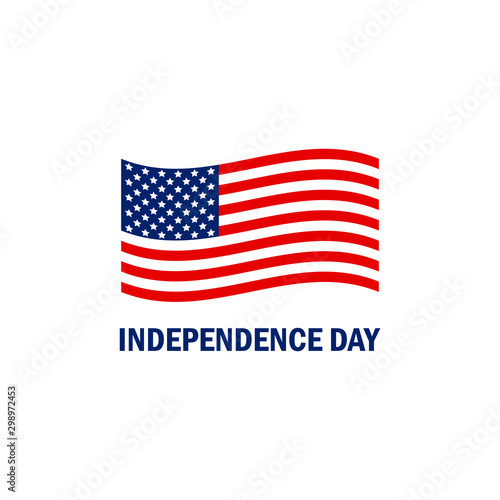 Happy 4th of July United States Independence Day celebrate banner with waving american national flag and hand lettering text design. Vector illustration.