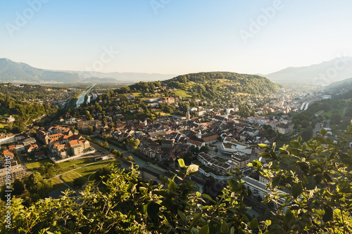 Stadt Feldkirch bei Sonnenaufgang