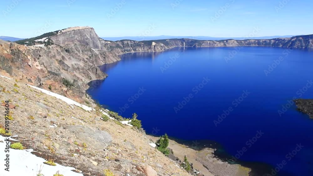 View of Crater lake on a clear sunny day View of Crater lake on a clear sunny day