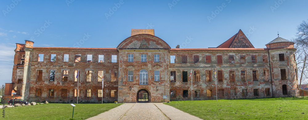 Panorama of the facade of the abbey in Dargun, Germany