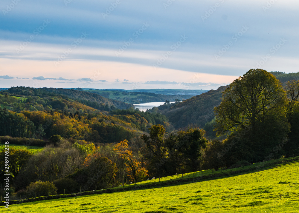 View of the River Tavy Estuary from the hills of Buckland Monachorum near Yelverton, Devon