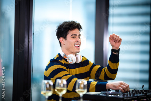 professional DJ in headphon...