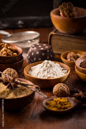 Christmas baking ingredient and spices © Brebca