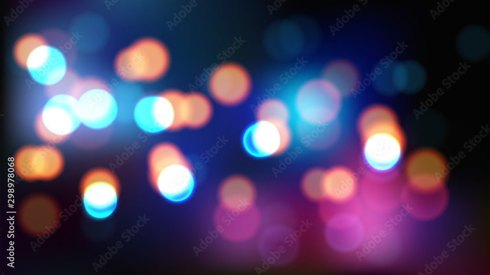 Night blurred vector background with bokeh - obrazy, fototapety, plakaty 