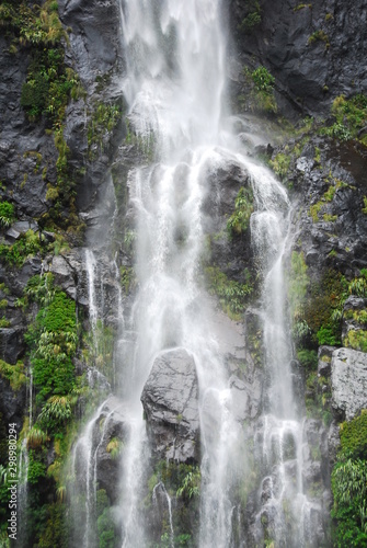 Waterfalls in Milford Sounds, New Zealand
